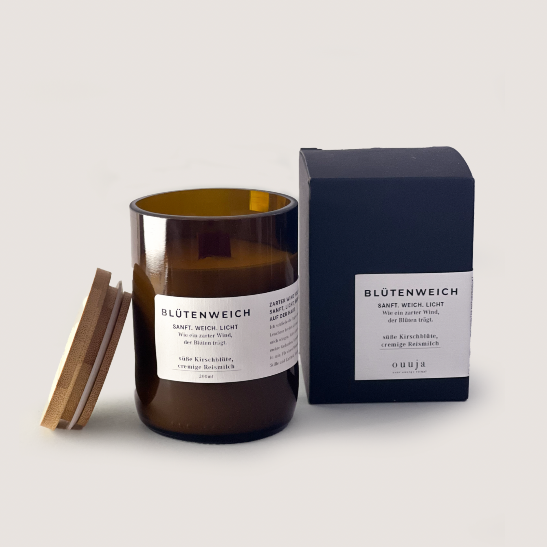 BLÜTENWEICH Duftkerze 200ml mit süßer Kirschblüte und cremiger Reismilch, sanft, weich und licht