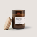 WEICHBLICK 200ml Duftkerze mit Tonka, Cashmere, Vanille & Amber, warm und sanft, braunes Glas mit Holzdeckel