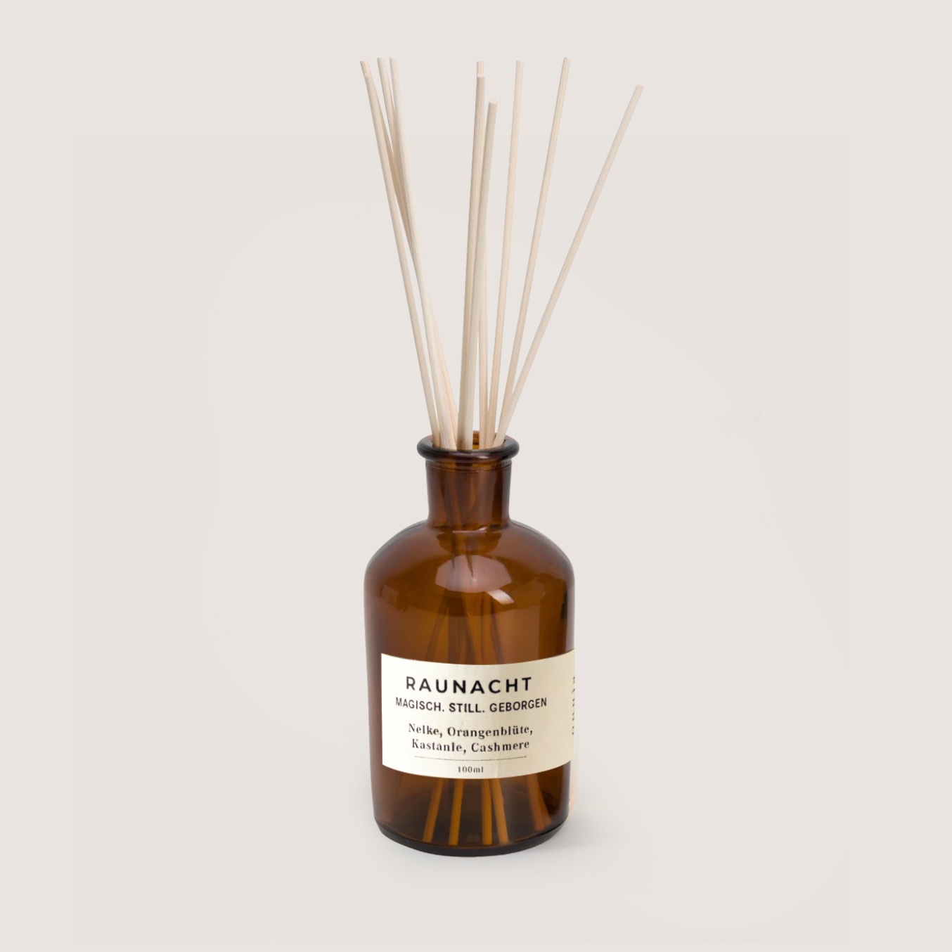 Raunacht Diffuser mit Holzstäbchen und warmem, würzigem Duft aus Nelke, Orangenblüte und Vanilleholz