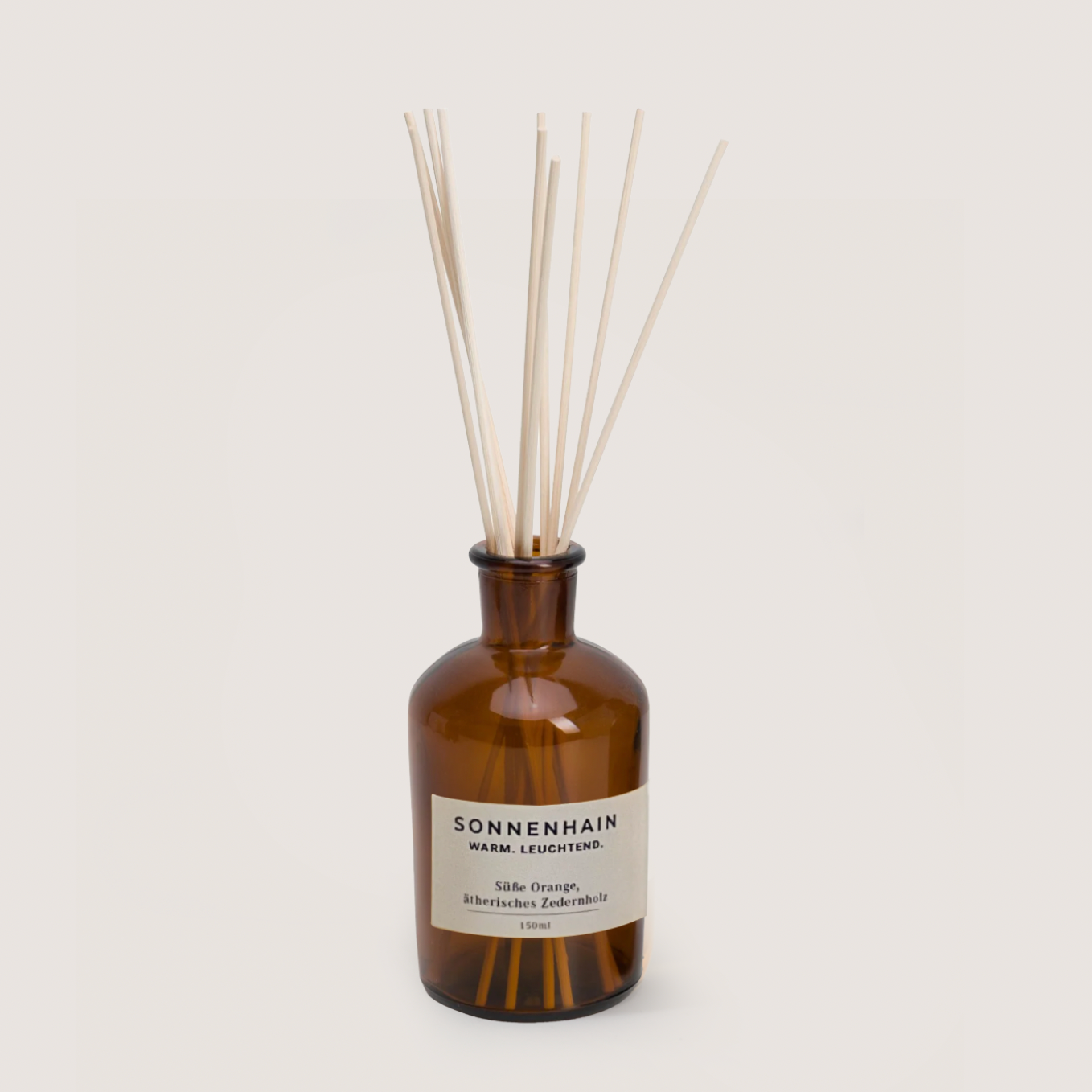 SONNENHAIN Diffuser mit Holzstäbchen, süße Orange und ätherisches Zedernholz, warmes mediterranes Licht