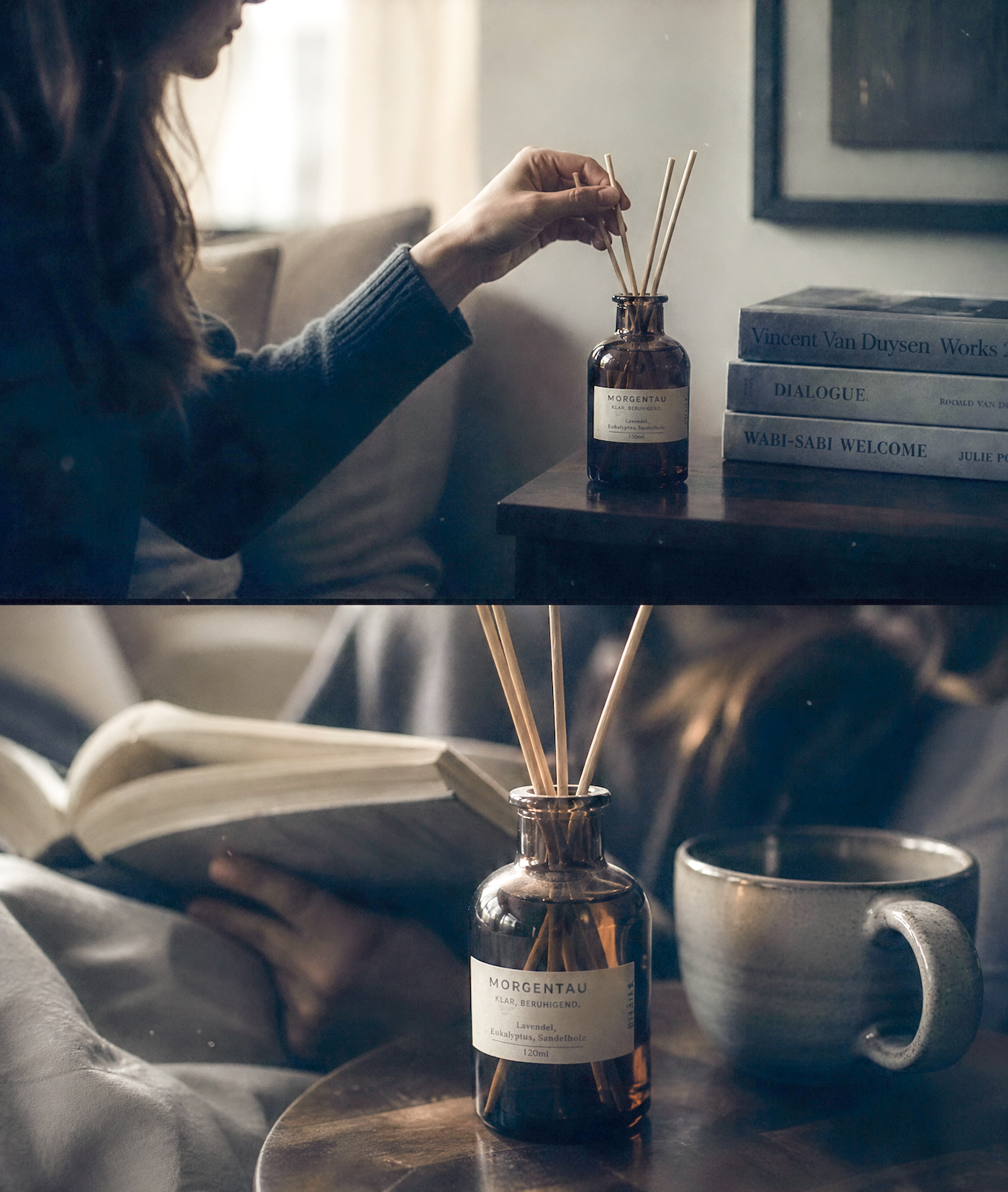 Apothecary-Flasche aus Braunglas mit natürlichen Duftstäbchen und 120 ml Raumduft von OUUJA
