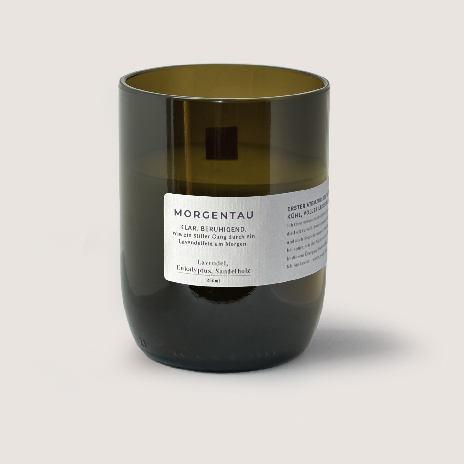 Duftkerze Morgentau 350ml mit Lavendel, Eukalyptus und Sandelholz, beruhigend und frisch wie ein Morgen im Lavendelfeld