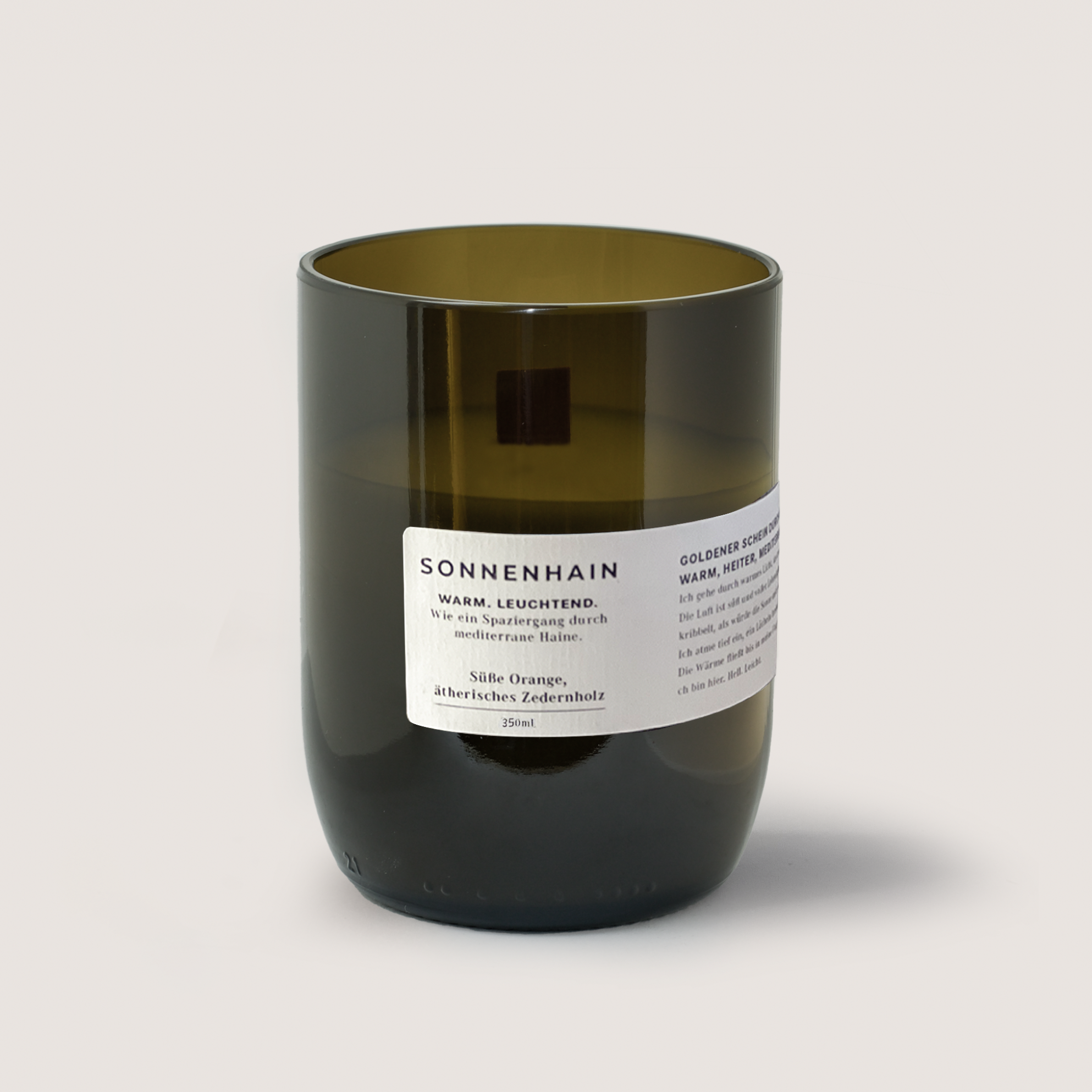 SONNENHAIN 350ml Duftkerze mit süßer Orange und ätherischem Zedernholz, warmes mediterranes Lichtdesign